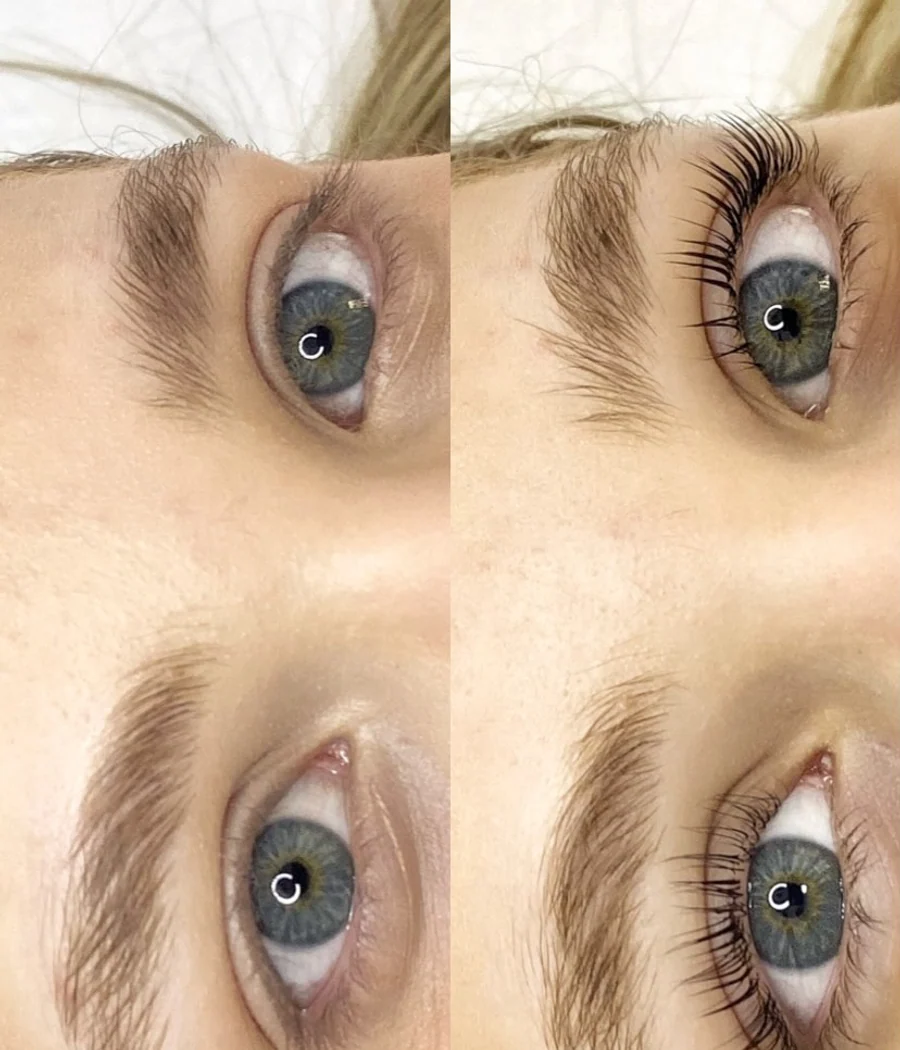 Comparação antes e depois de lash lifting